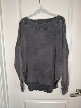FP Movement by Free People Washed Charcoal Oversized Boatneck Tunic
